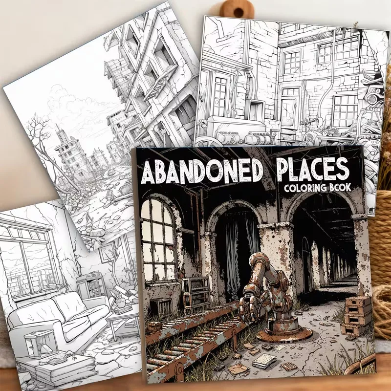 Abandoned Scene Coloring Book Graffiti Drawing Notebook Anti-Bleed Paper For Stress Relief Leisure Creation