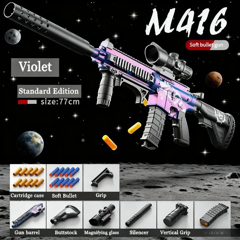 M416 Toy Gun Shell Throwing Soft Bullet Can Fire Suction Cup Children's Assault Rifle Manual loading Model Boy's Toy