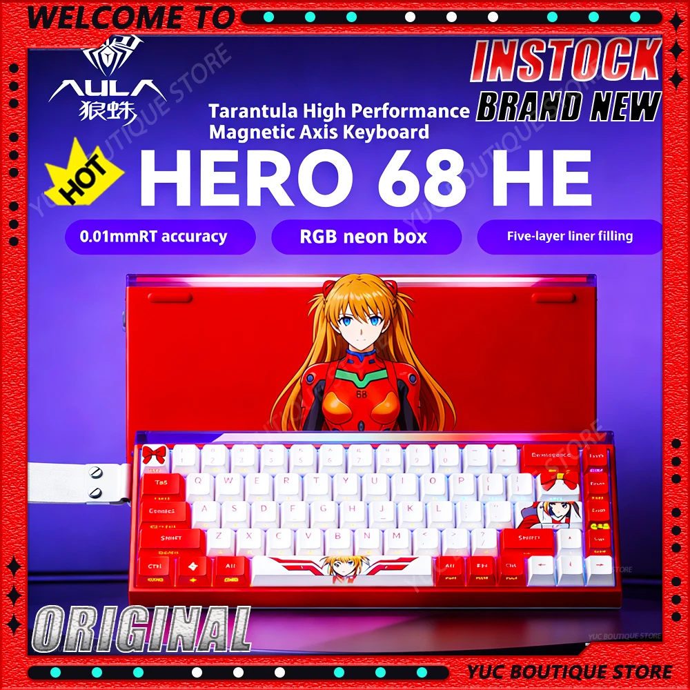 

New AULA HERO 68HE DIY Keyboard Magnetic Switch Customized Gaming Mechanical Gaming E-sport Custom Wired Keyboard Accessories