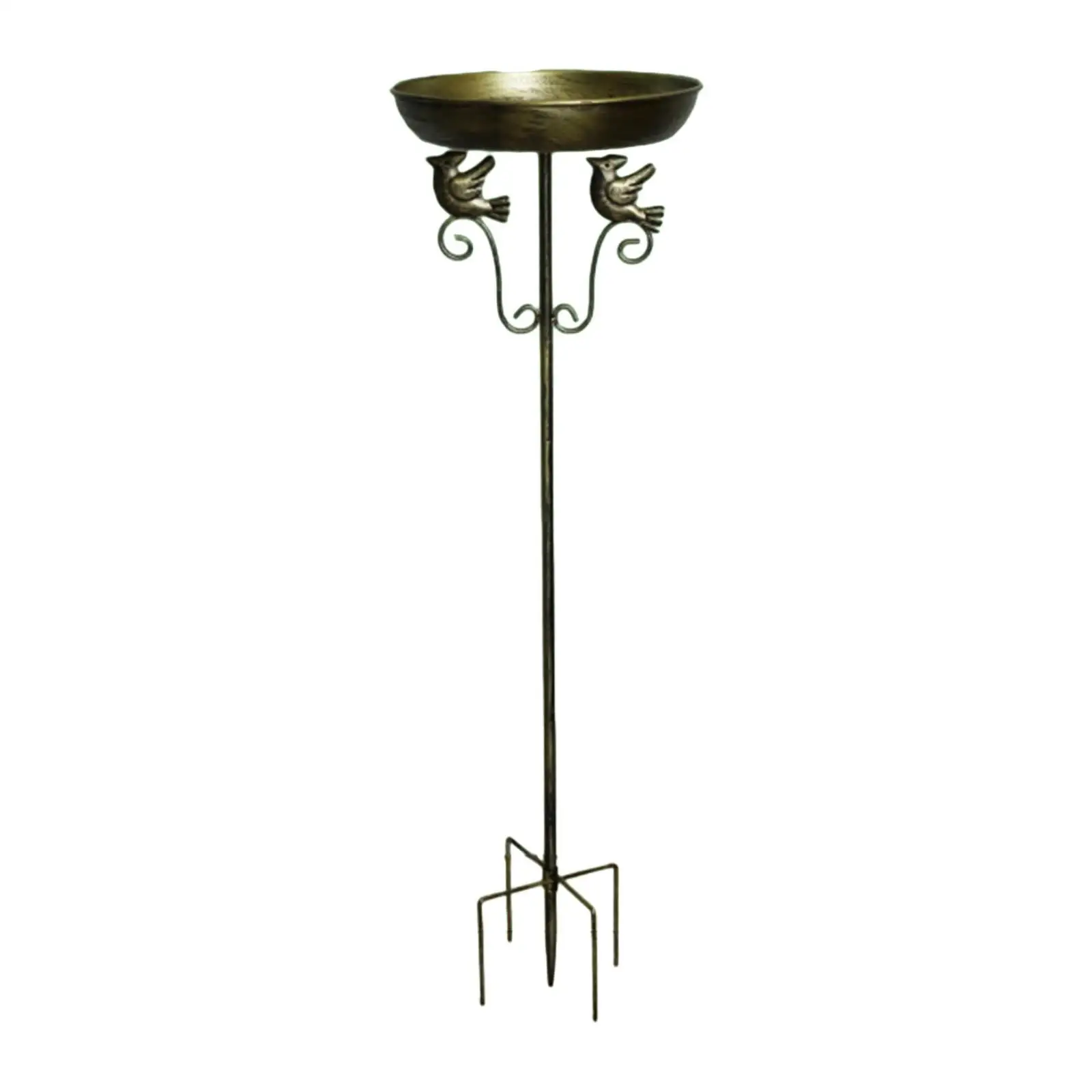Bird Bath Feeder Bowl Drinking Decor Metal with Stake for Deck Backyard Lawn