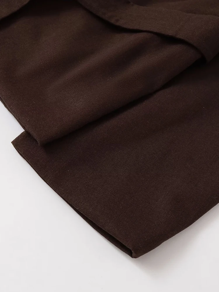 معطف نسائي أنيق بلون سادة مفتوح مع حزام فضفاض وأكمام طويلة ملابس خارجية نسائية أنيقة #6