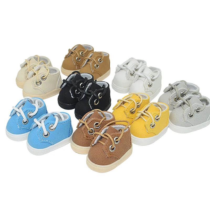 

Doll Shoes Handmade 4.2*2.4CM Shoes For Dolls Mini Casual Shoelace Leather Shoes Doll Play House Dress Up Accessories Toys Gift