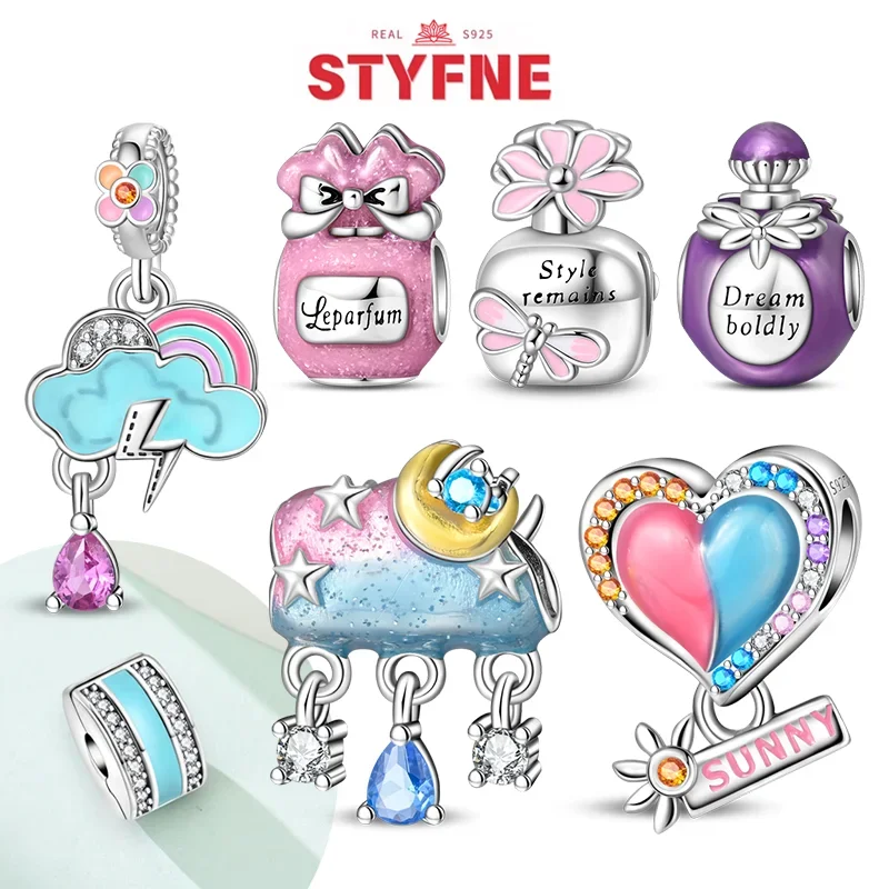 Silver 925 Weather Change Series Charms Sunny Rainy Rainbow Perfume Beads Fit Original Bracelet Diy Fine Jewelry Gift for Women