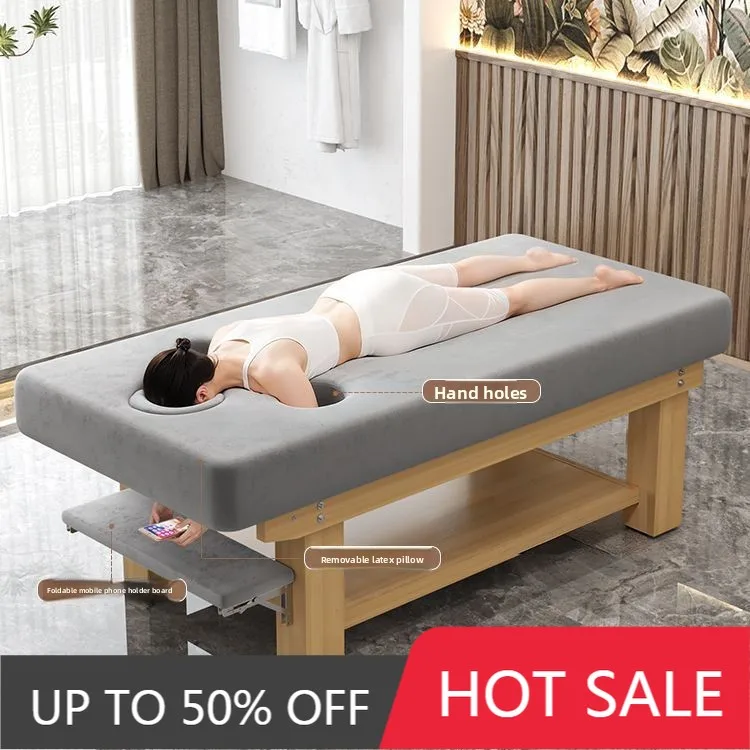 Solid Wood Massage Bed Beauty Salon Treatment Table Chinese Medicine Physiotherapy Thai Moxibustion Beauty Bed Lash Massage Bed