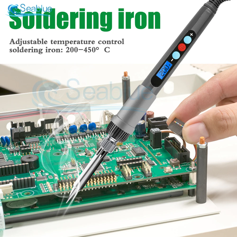 60W Electric Soldering Iron Kit Adjustable Temperature Digital Display Electronic Welding Repair Tools With Solder Tin Iron Tips