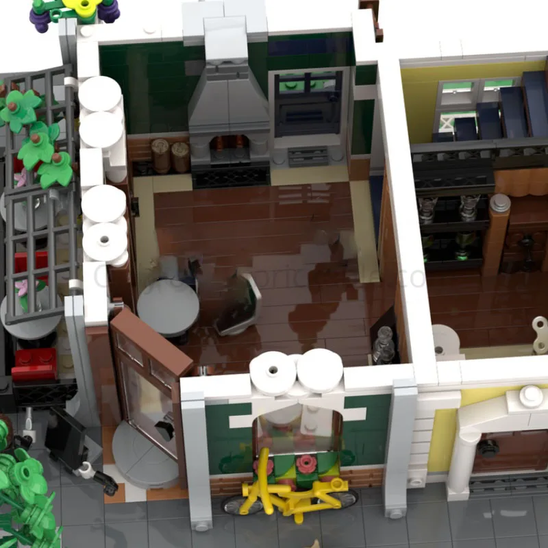 MOC-241971 ชุดตัวต่อบล็อกอาคารร้านอาหาร แบบประกอบชิ้นส่วนขนาดเล็ก รุ่น Street View Architecture Series ของเล่น 2570 ชิ้น