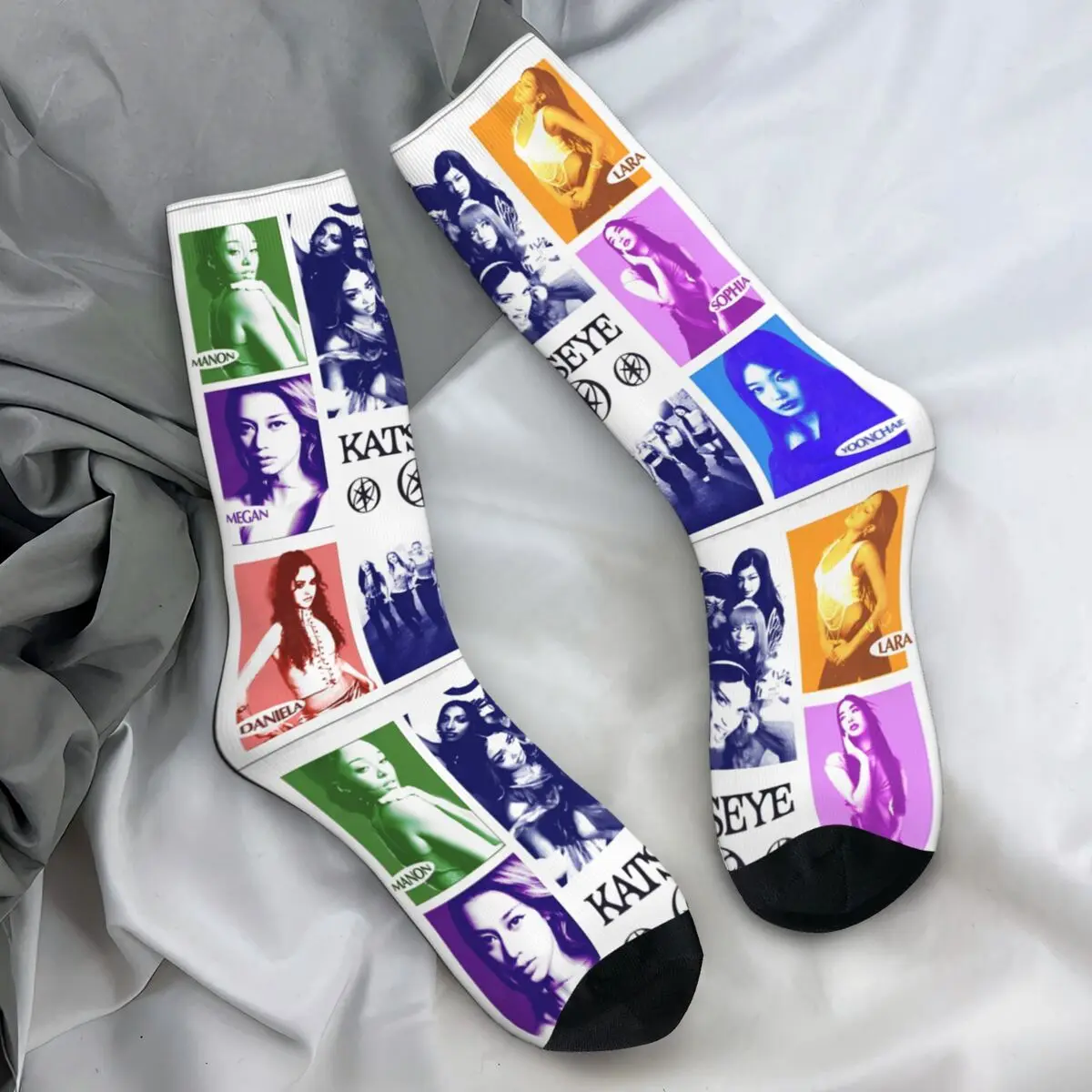 

Katseye, красочные чулки с плакатом, носки для пар, дышащие модные носки, зимние спортивные противоскользящие носки с графическим рисунком, идея подарка