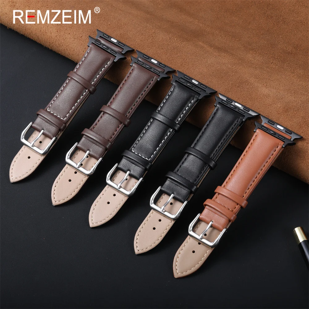 Herren-Armband aus PU-Leder für den täglichen Gebrauch, passend für iWatch 38-49mm, Unisex-Business-Uhrenarmband für Apple Watch Series 1-11 Ultra SE