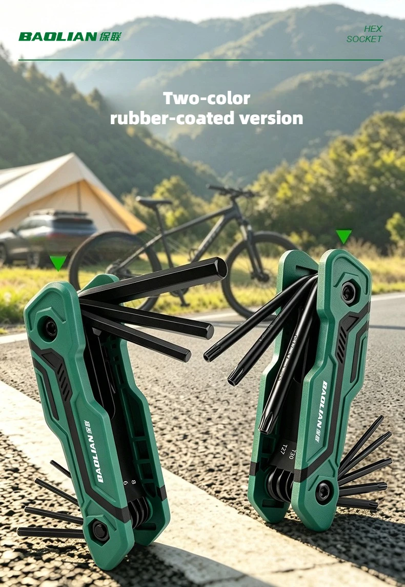 BAOLIAN 8-in-1 CR-V Metrischer Klappbarer Sechskantschlüssel-Satz Pflaumenblüten-Schraubendreher Geschwärzt und Rostfrei für Fahrradwartung – Detail 16