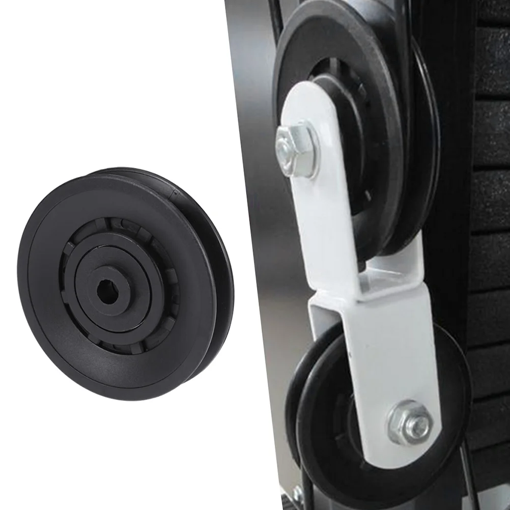

4pcs Diameter 90mm Universal Wearproof Abration Bearing Pulley Wheel for Gym Equipment (Black)