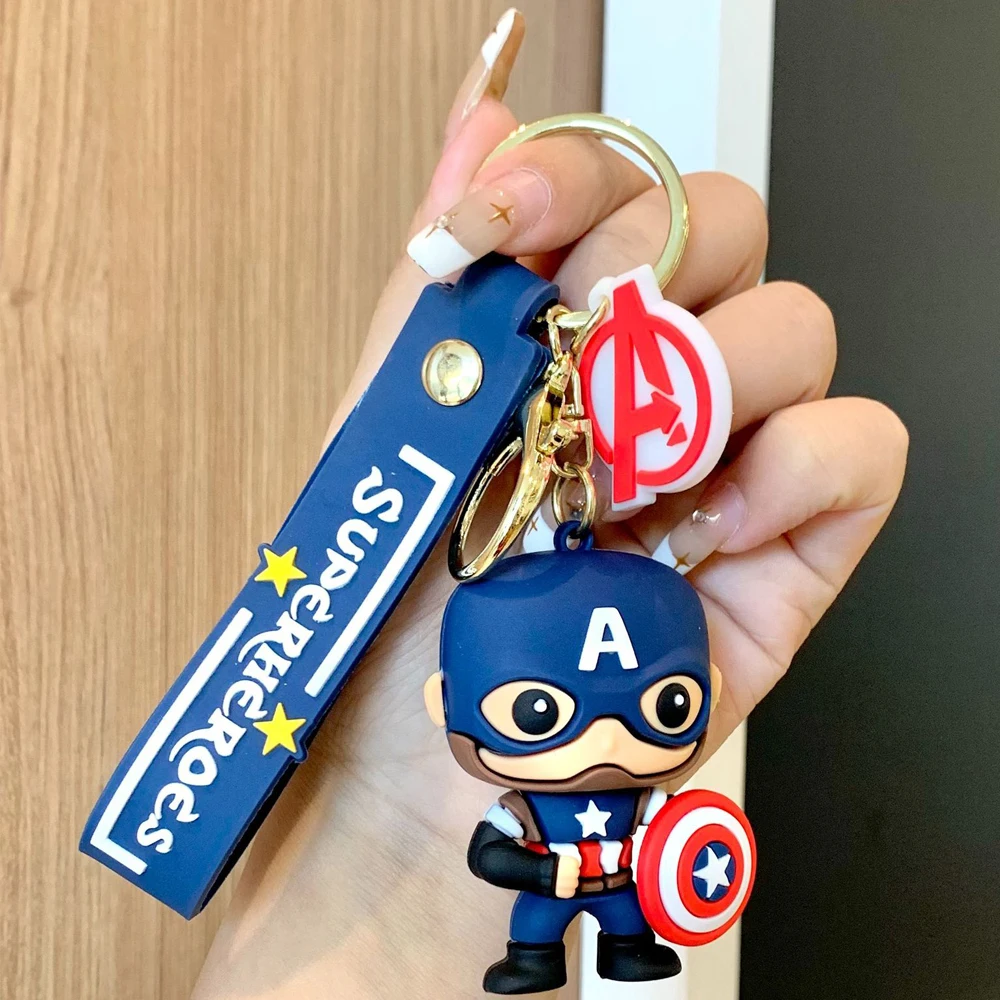 مارفل سبايدرمان دمية سيليكون المفاتيح المنتقمون خارقة الحديد مار Keyrings الرجال سيارة قلادة مفتاح حامل لملحقات حقيبة الظهر
