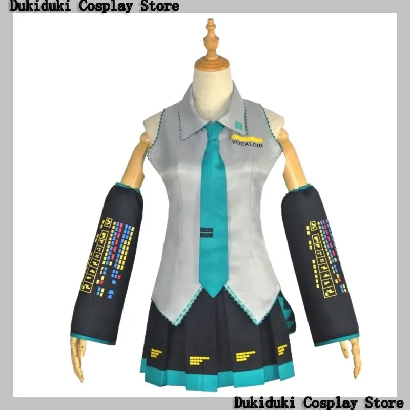 アニメキャラクター-プレゼンテーション-衣装-初音ミク-アニメ-フルセット-シルバーグレー-パテントレザー生地-アニメガール-jk制服-コスプレ