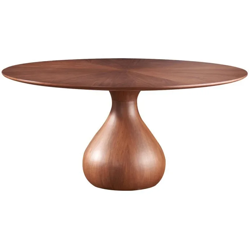 

Nordic solid wood round log dining table, modern small apartment all solid wood round table