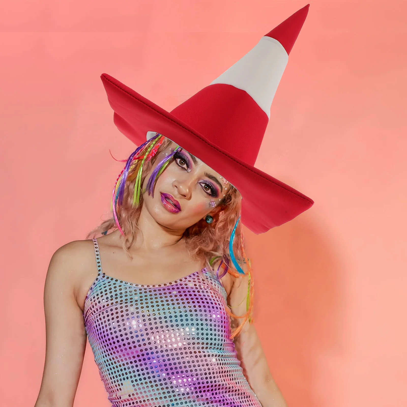 

Novelty Red White Traffic Cone Hat Funny Party Headgear for Halloween Birthdays and Festive Gatherings Construction Party Hats