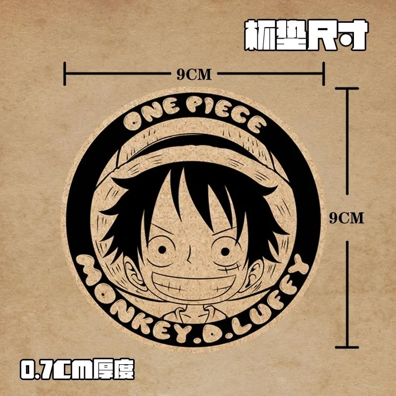 One Piece Roronoa Zoro Tony Tony Chopper Sanji Anime Peripheral Cartoon Cute Coaster Desktop Non-Slip Insulated Cork Coaster