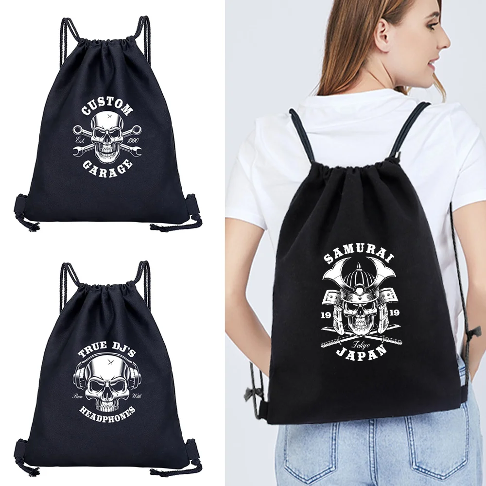 

Portable Drawstring Backpack Skull Series Printed Swimming Backpack Sports Pool Beach Bag