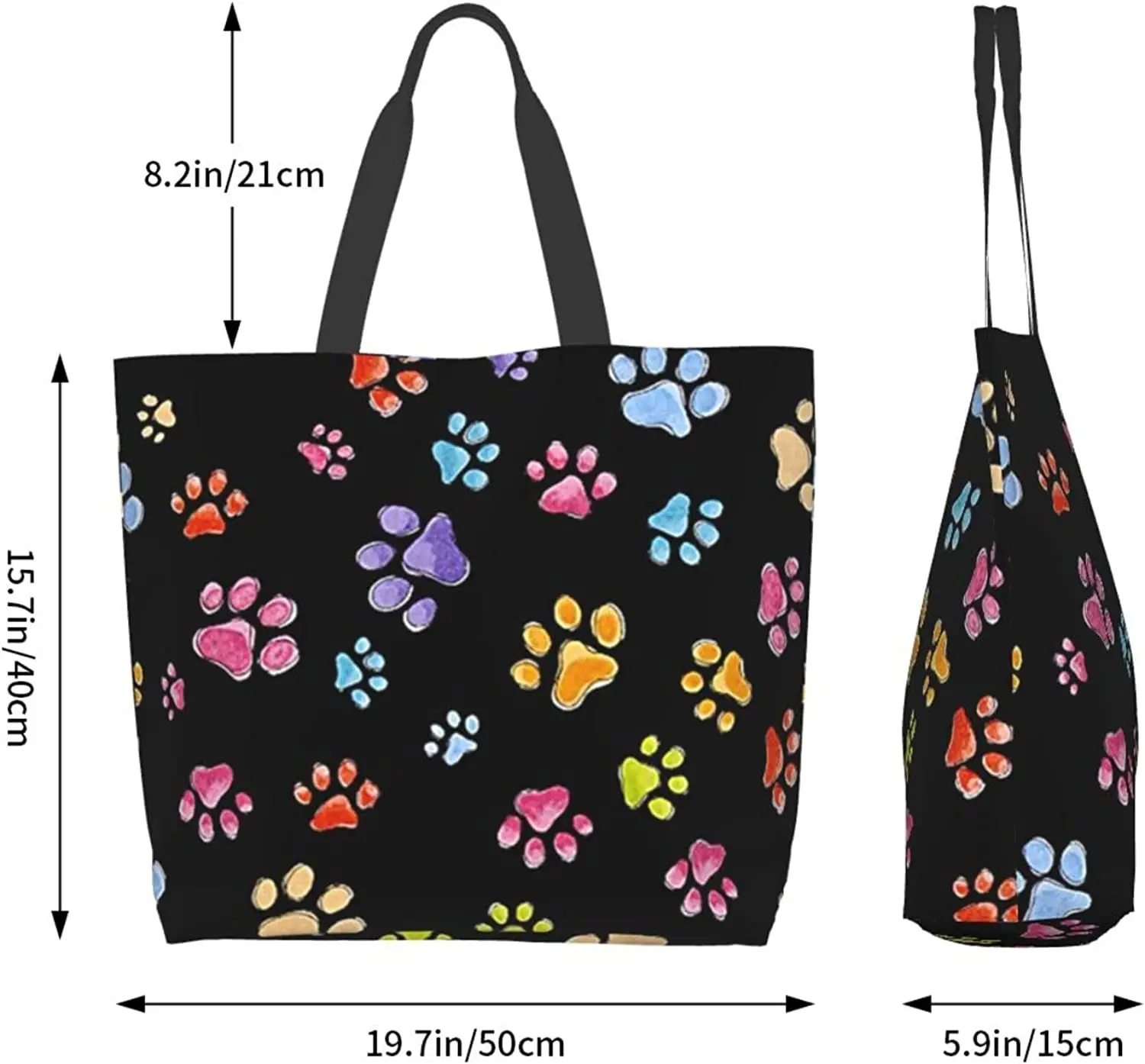 Dog Paw Shoulder Bag for Women, Reusable Waterproof Tote Bag Beach Bag Eco Bag Shopping Bag Storage Bag Folding Bags Handbag