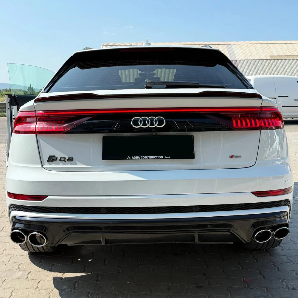 Gloss Black Rear Trunk Middle Spoiler Lip For Audi Q8 4M SQ8 RSQ8 2018-2026 Rear Window Center Splitter Wing Body Kit Tuning