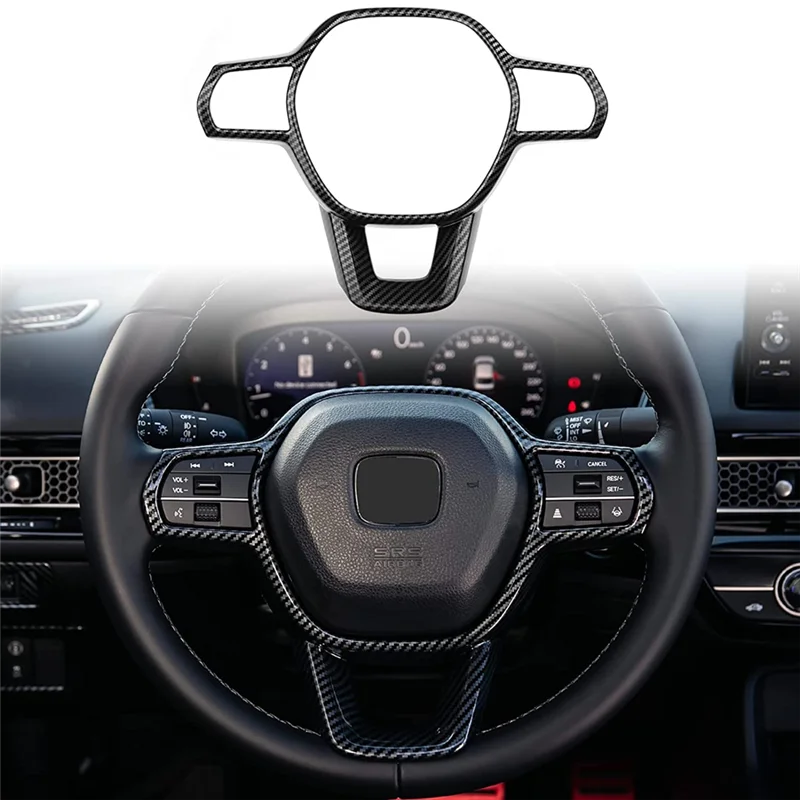 Steering Wheel Cover Trim Interior Decoration for Honda Civic 11Th 2022 2023 CRV 2023 Accessories - ABS Carbon Fiber