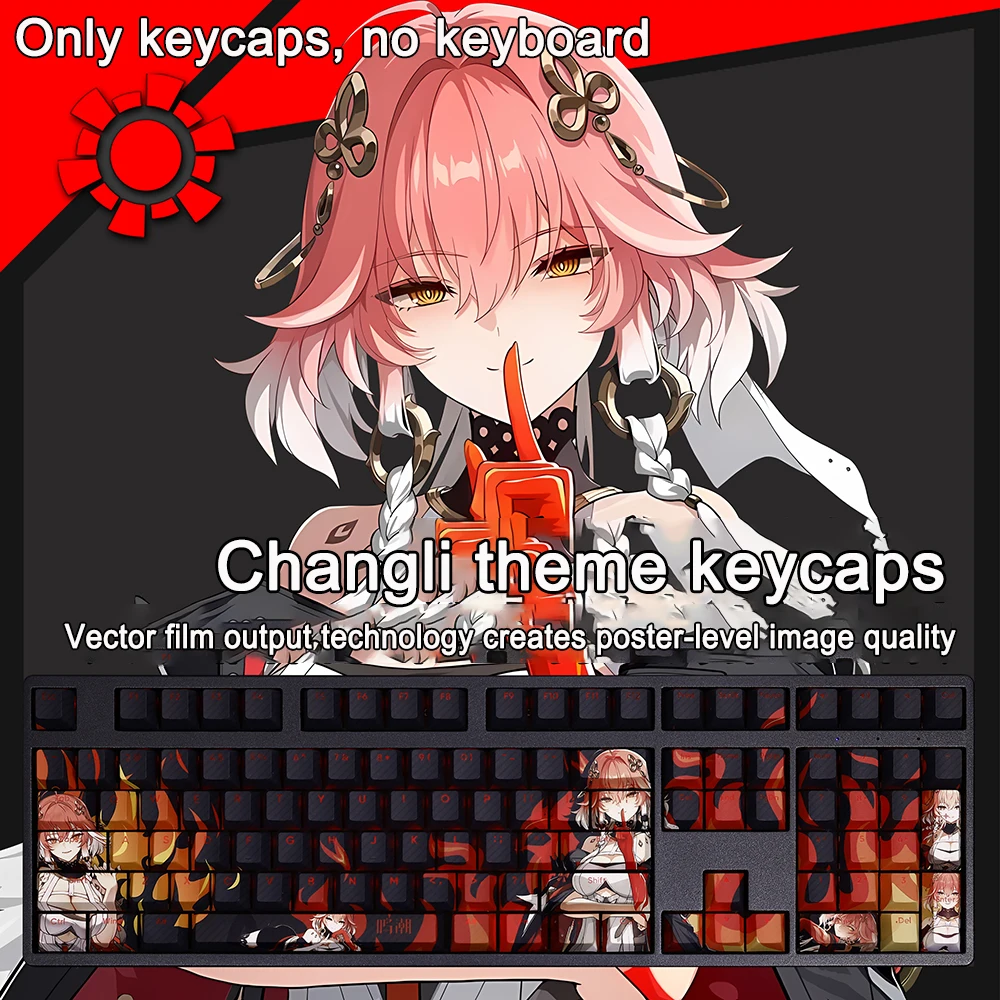 108 Keys/set Wuthering Waves The Shorekeeper Keycaps PBT Backlit Keycaps Cartoon Anime Gaming Key Caps For ANSI 61 87 104 108