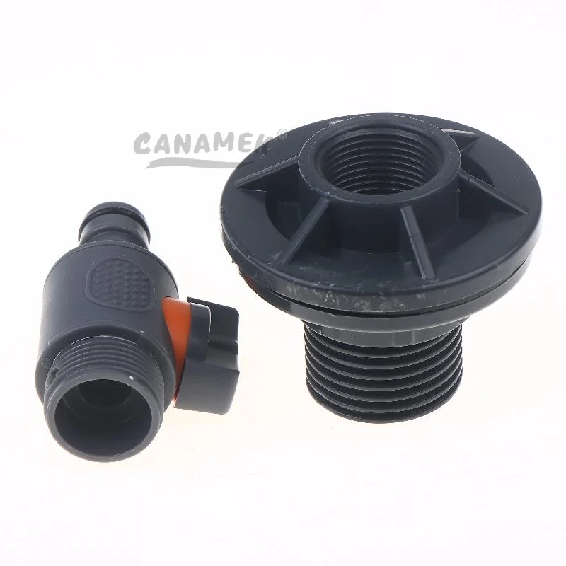 1Set PVC Water Barrel Adapter Water Tank Adapter With Valve Quick Installation Rainwater Collection Connector Kit