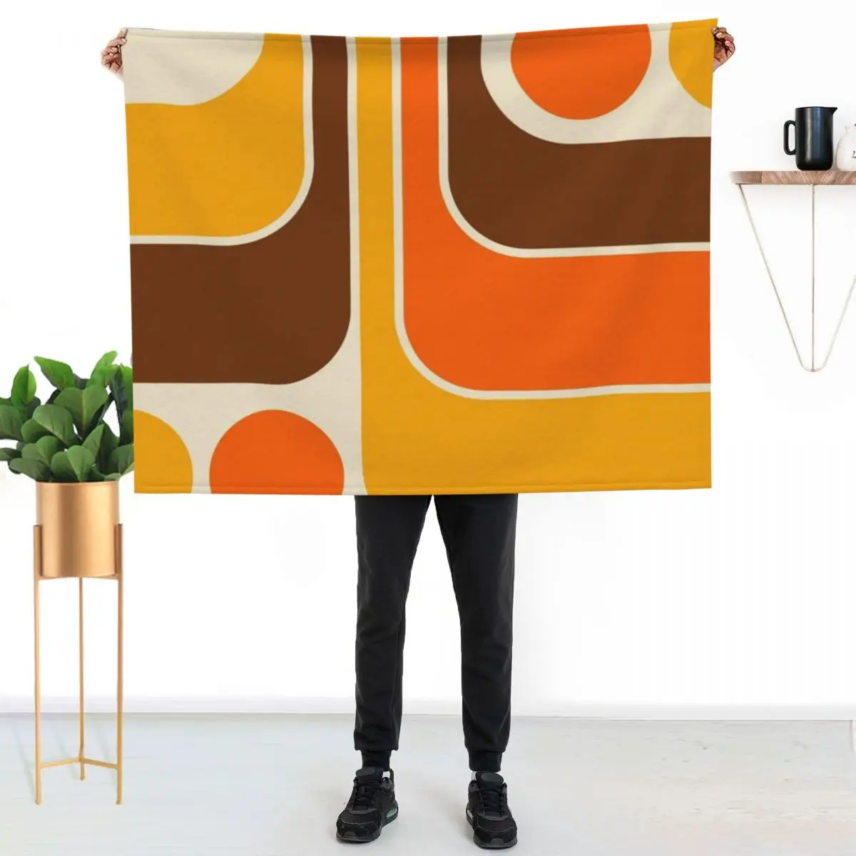 

Retro Geometric Design 624 Throw Blanket Long Lasting Soft Plush Blanket for Daily Use