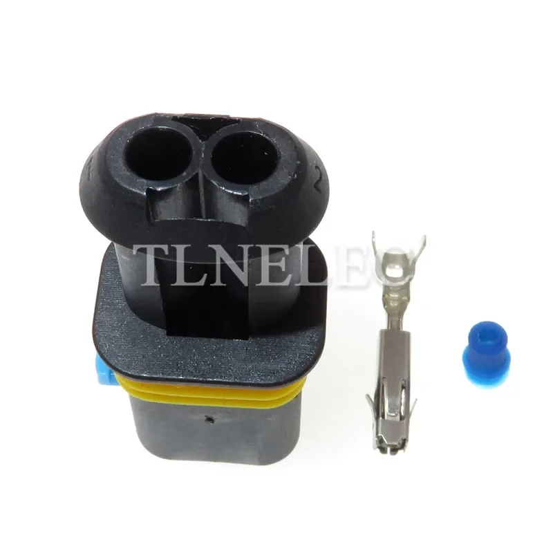 18385000002   อะแดปเตอร์หญิงสีดํา 1.5 มม. 2 ขากันน้ํา Kostal Connectors เริ่มปลั๊กรีเลย์สําหรับมอเตอร์ EFI