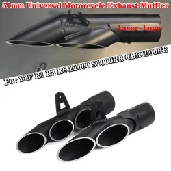 51mm Universal Motorcycle Exhaust Muffler Two Three Outlet Pipe Racing Escape Moto For YZF R1 R3 R6 Z1000 S1000RR CBR1000RR