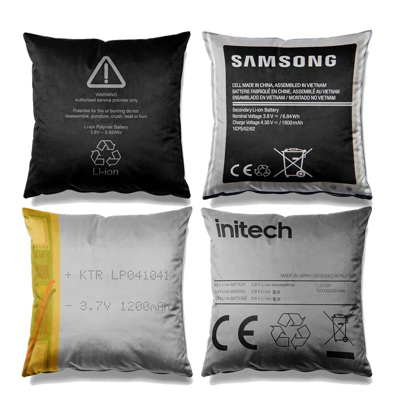 Swollen Battery Square Pillowcover Home Decor Lithium Ion Battery Cushion Cover Throw Pillow for Car Printing