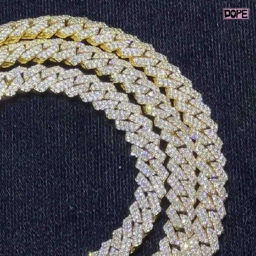 Moissanite Stock Cuban Chain Luxury Hiphop Jewelry Silver 925 Customized Moissanite Cuban Link Chain