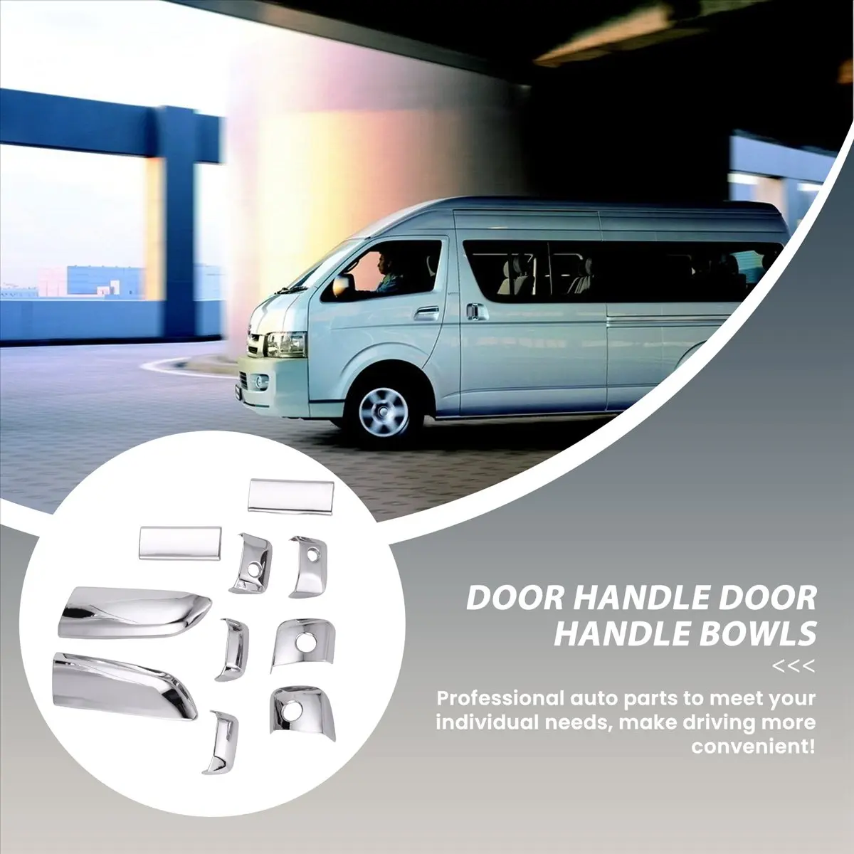 Compatible 10Pcs/Set Car ABS Chrome Door Handle Bowl Insert Frame Overlay Panel for 2005-2015