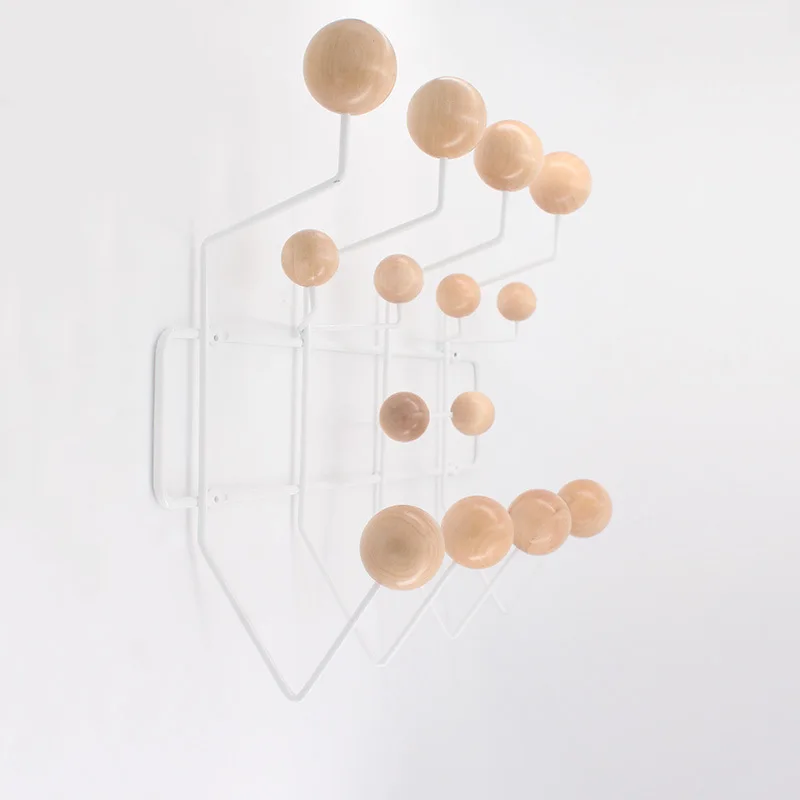 Solid Wood Multicolor Hange Furniture Coat hanger Ball Rack Milti-purpose Hook for Wall Ornaments for Kid Gift Metal Bag Decor