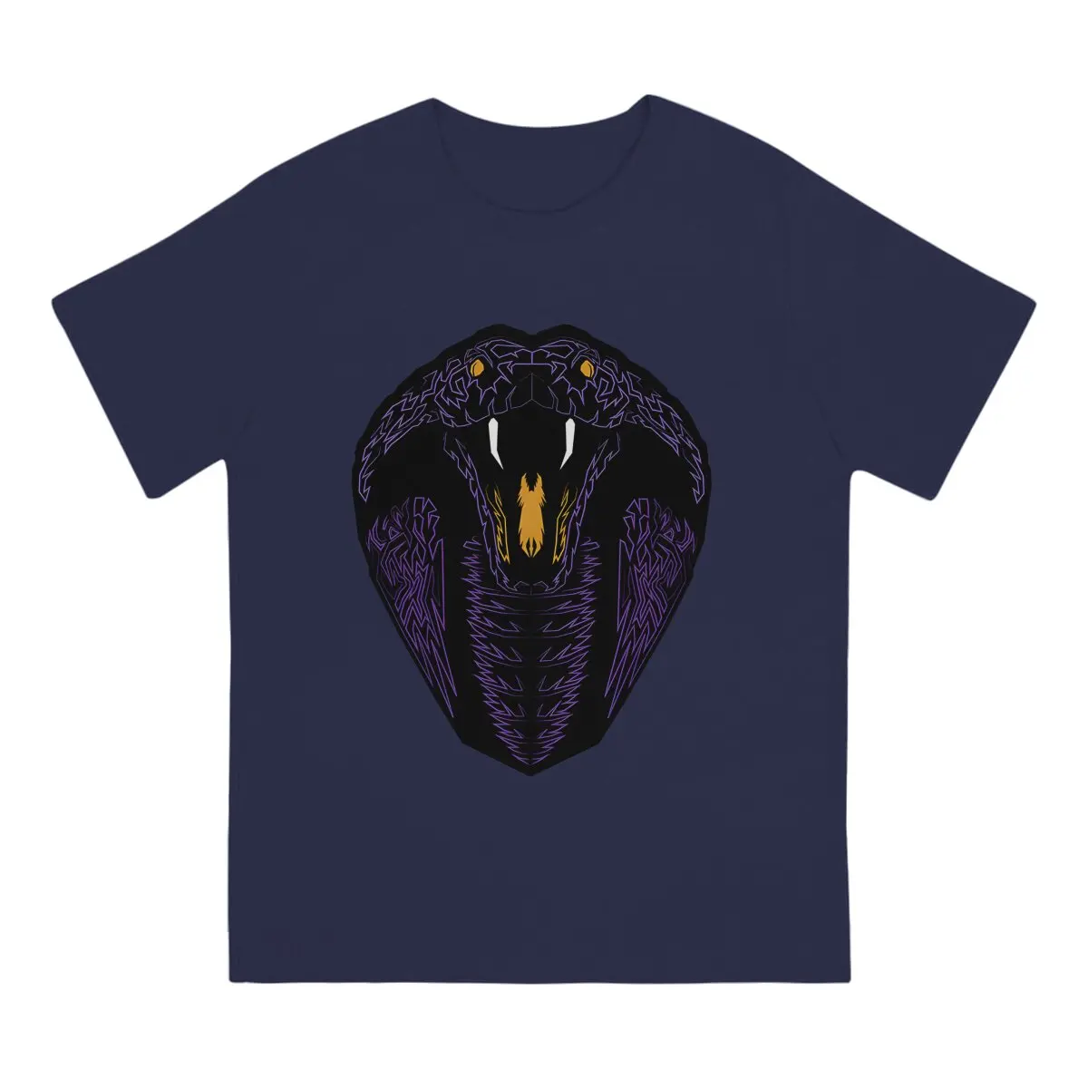 Men T-Shirts Black Mamba Purple Gold Cool Pure Cotton Tees Short Sleeve T Shirts Crew Neck Clothing Graphic Printed