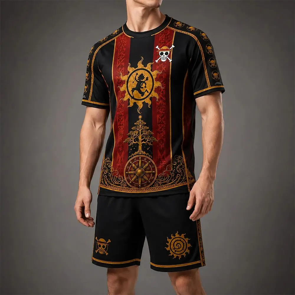 New Men Dragon Ball Vegeta 3D Printed T-Shirt Suit Anime Oversized Breathable Speed Drying Sports Set Running Training Set