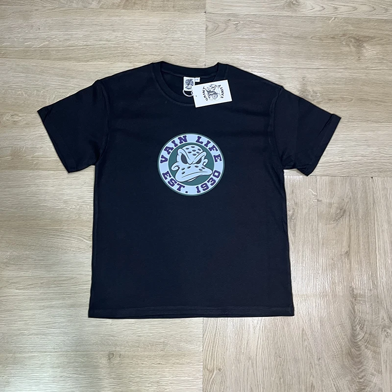 SAINT VANITY Oversized Duck Print T Shirt Men Black Casual Short Sleeve Top