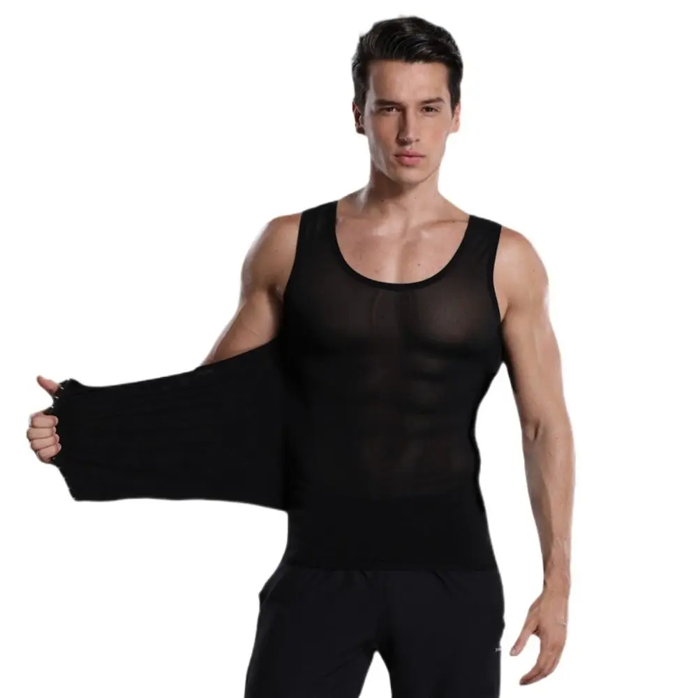 Belly Contracting Body Shaper Vest Men Elastic Camisole Shapers Slimming Shapewear Undershirts Thin Waist Trainer Tank Top Man