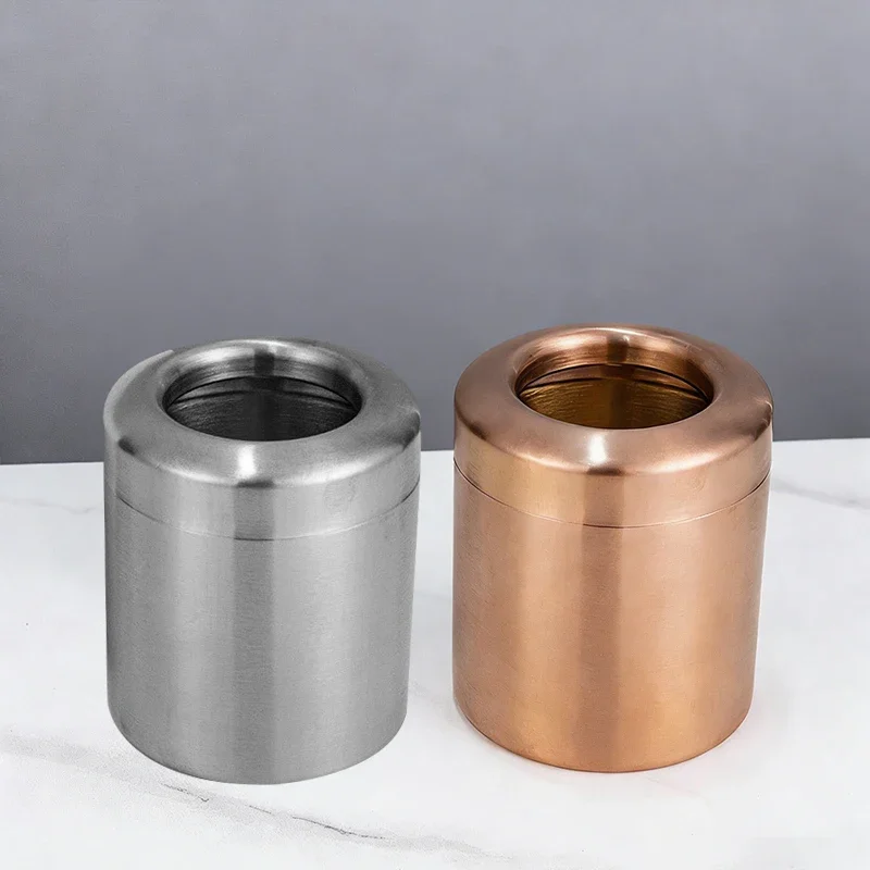 304 Stainless Steel  Mini Countertop Brushed  open top Trash Can Set, 1.5 L / 0.40 Gal,Desktop gold trash can
