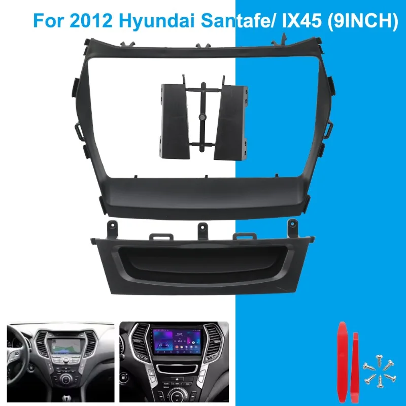 

9Inch Car Radio Plastic Fascia For HYUNDAI SANTAFE IX45 2013-2018 Stereo Panel Wiring Harness Power Cord Adapter Canbus Decoder