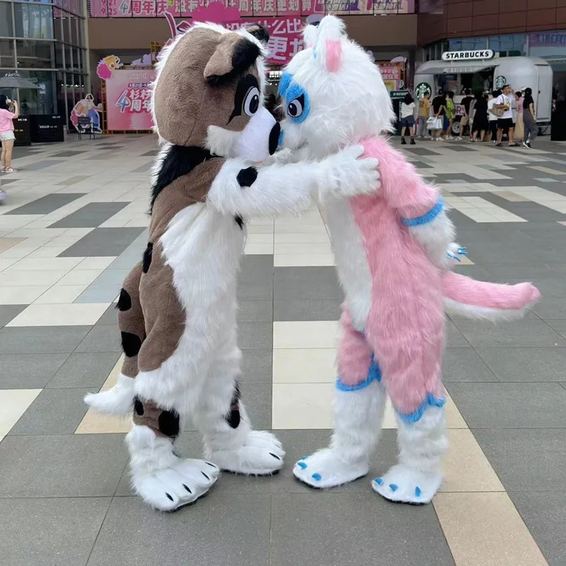 Furry Fox Husky Cosplay Mascot Costume Plush Wolf Dog Adult Play Animal Costume Halloween Carnival Stage Show Props Gifts