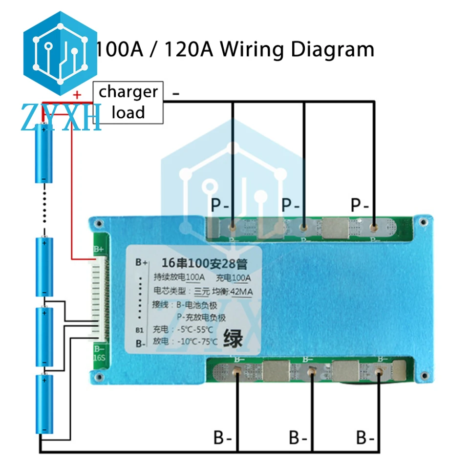 BMS 16S 51.2V 58.4V 100A 120A 60A 50A LiFePO4 akumulator ładowania pokładzie bilans korektor temperatura NTC ochrona dla Ebike