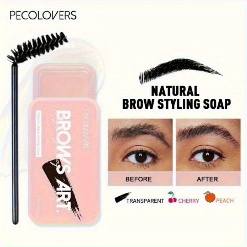 Jabón para cejas transparente 3D con cepillo, frutado Natural, resistente al agua, de larga duración, Gel de estilismo para cejas, cera de estilismo, maquillaje para cejas