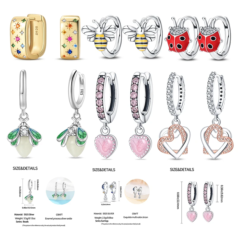 

2024 Hot Sale 925 Silver Our Lady Bee Earrings Women Jewelry Luxury Gift Original Design Zircon Heart-To-Heart Earring