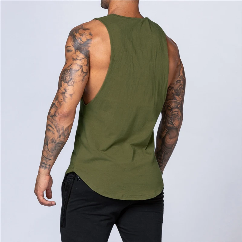 Summer Men Gym Workout Bodybuilding Fitness Pure Cotton Fashion Casual Breathable O-neck Printed Singlets Comfortable T-shirt