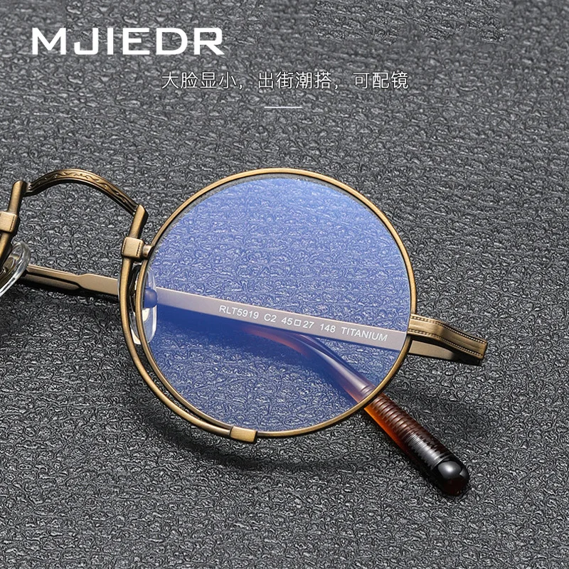 Top Quality Handmade Titanium Optical Glasses Frame Men Women Designer Brand Vintage Round Eyeglass Frames Bronze Eyewear