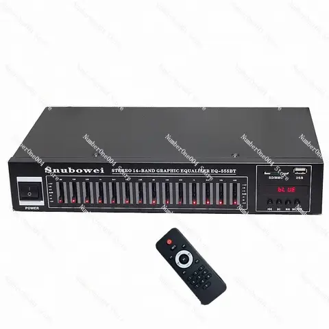 EQ555BT 하이파이 홈 14 밴드 가픽 스테레오 EQ 이퀄라이저, 블루투스 USB FM 라디오 리모컨