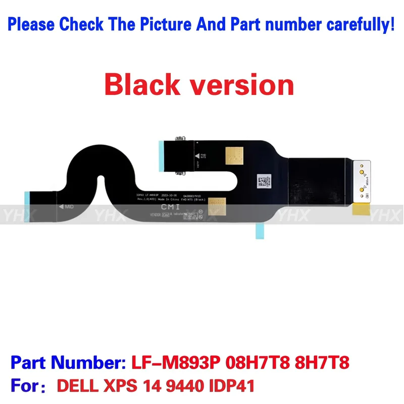 

bd New For Dell XPS 14 9440 IDP41 EDP FHD CABLE NO-TOUCH（ Black version）08H7T8.