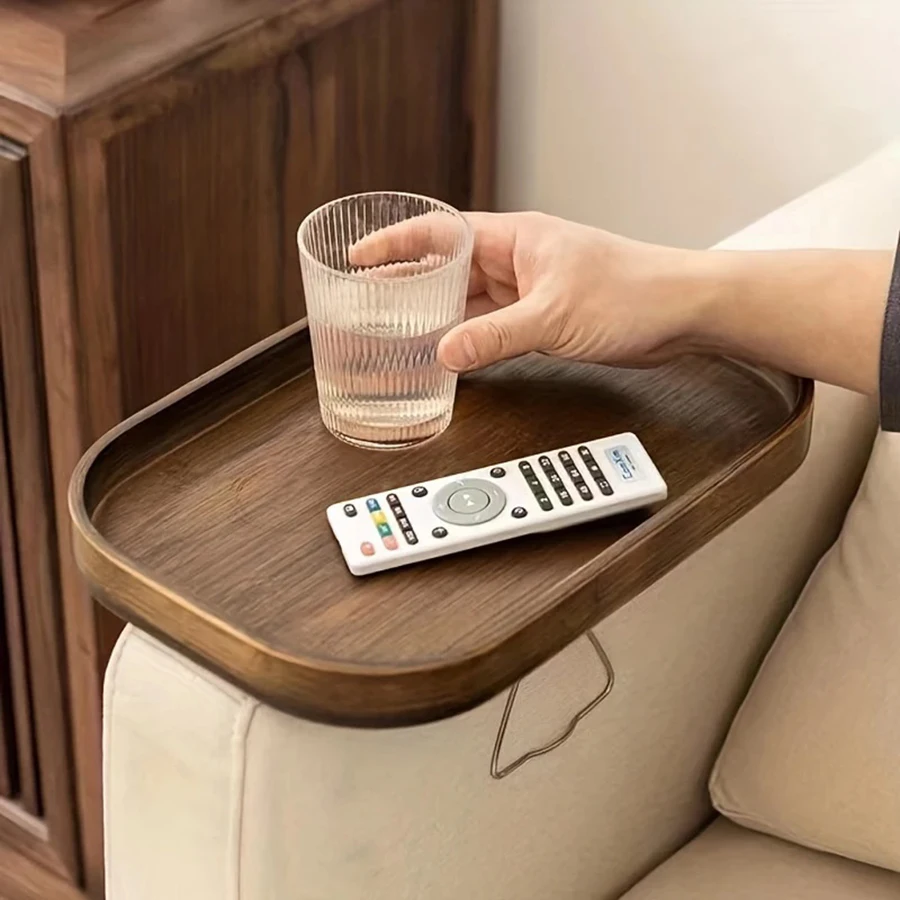 Multi-purpose Bamboo Tray Storage Tray Sofa Handrail Special  Remote Control Snacks and Beverage Placement Storage