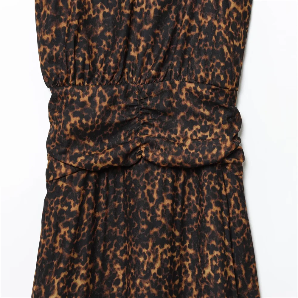 Vroege herfst nieuwe damesmode temperament MIDI-jurk met dierenpatroon en print