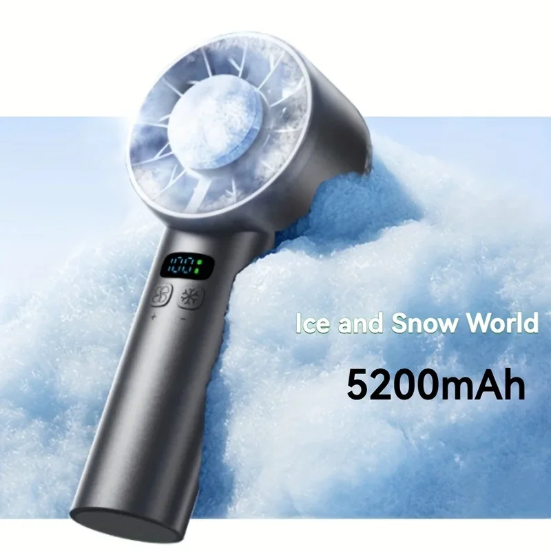 

Outdoor Portable Mini Fan Handheld Fan with LED Display Semiconductor Refrigeration 100 Wind Speeds USB Rechargeable Battery Fan
