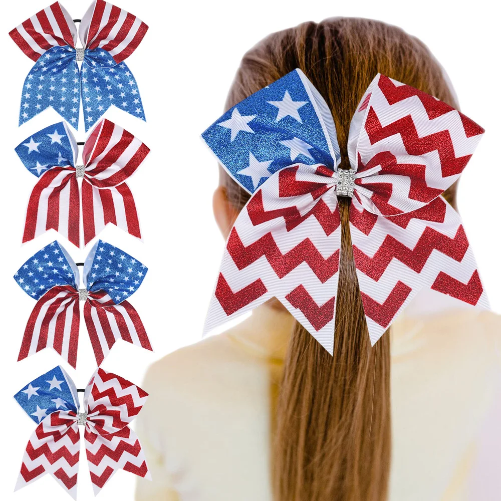 7 inch Independence Day Bowknot Hairpins 4th of July Hair Bow Hair Clip American Flag Patriotic Bows Hair Accessories